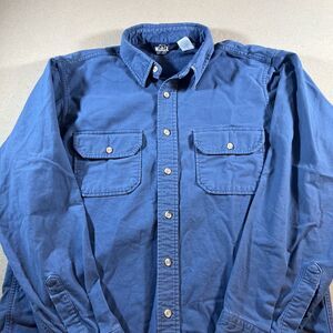 VTG Woolrich Chamois Flannel Shirt Blue Long Sleeve Men Sz‎ M Made In USA *READ*